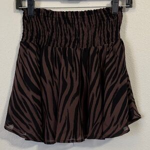 Brown Zebra or Tiger Print Skort
